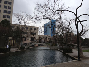 Canal district in Indianapolis, with the JW Marriott in background